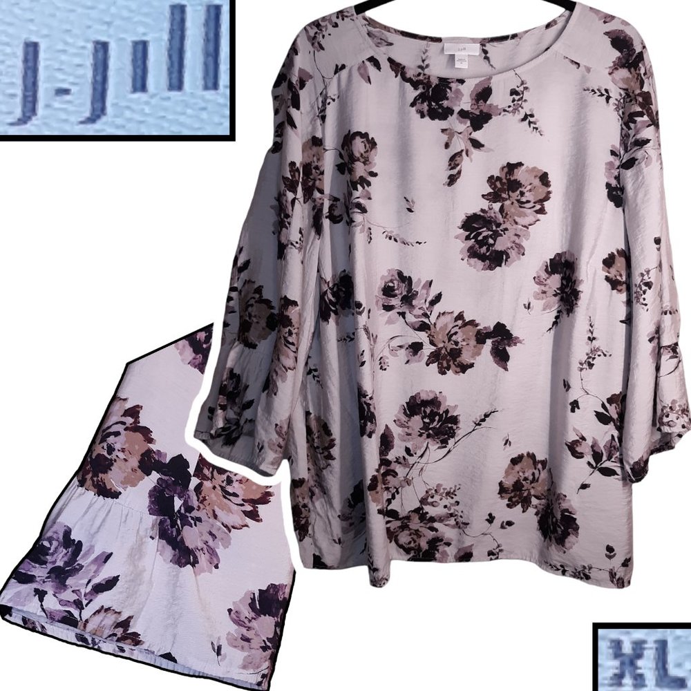 Floral flare sleeve blouse
